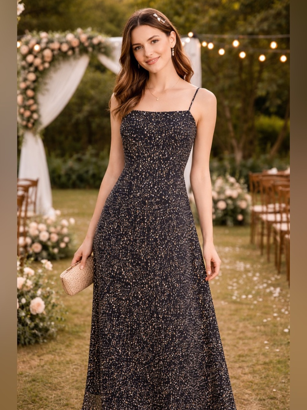 J Crew Ruffle-back silk dress in starry sky print Sz 12 - Picture 9 of 9